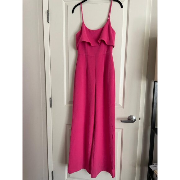 NWT Elliatt Witness Jumpsuit Pink Crepe Sleeveless Straight Leg XS Barbiecore - Picture 1 of 7